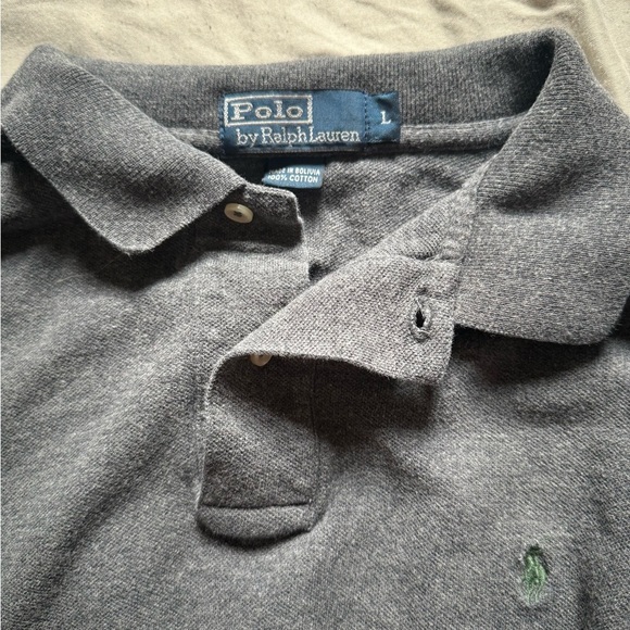 Vintage Y2K Polo by Ralph Lauren Gray Polo Shirt Men’s Size Large Green Logo - Picture 4 of 5